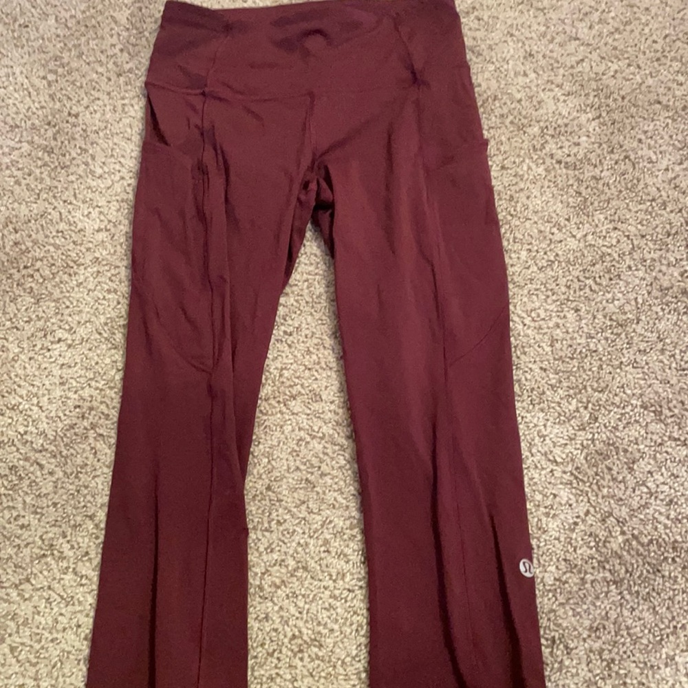 Burgundy Lululemon Fast and Free Leggings Size 4
